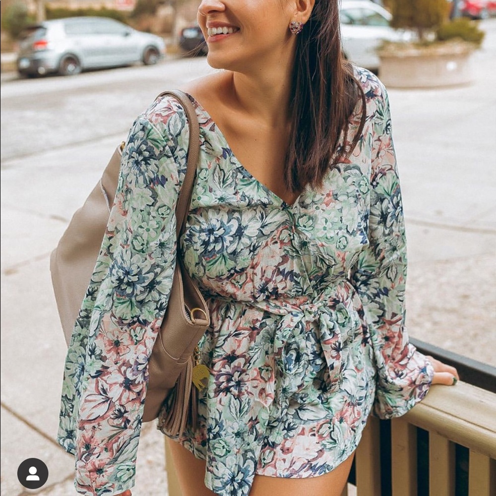 Green long-sleeved romper